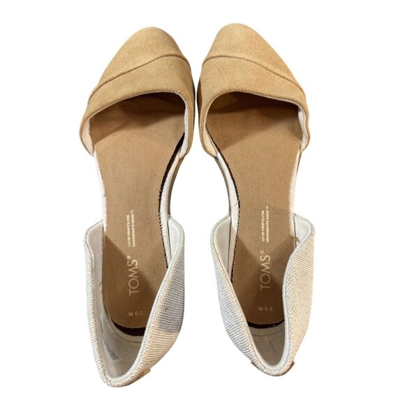 Toms Beige Suede & Canvas Womens Flats Size 6.5 Jutti D'Orsay Slip-On Shoes - Picture 3 of 7